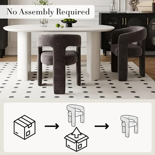 Miniatura 3 de Silla de Comedor Moderna de Chenilla Tipo Barril Tapizada en Tela, Silla de Comedor con Brazo, Cómoda Silla Auxiliar de Acento para Cocina/Sala