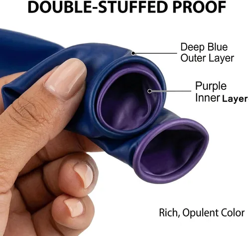 Miniatura 4 de Paquete de 50 globos cromados de color azul metálico - Globos de látex azul real de 12 pulgadas de doble relleno para bodas, graduaciones