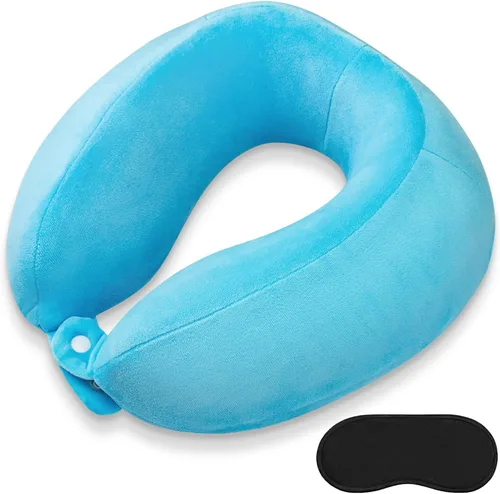 Miniatura 13 de Almohada de cuello de espuma viscoelástica para el cuello de avión con funda de terciopelo, almohada suave de avión para dormir, almohada de viaje