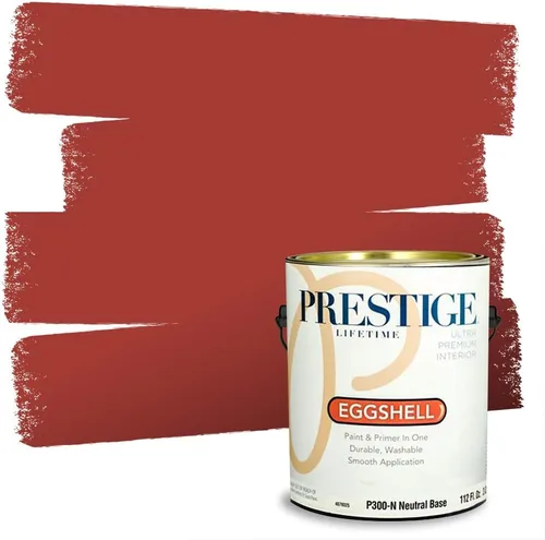 Miniatura 43 de Prestige Paints E100-T-SW6591 Pintura exterior e imprimación en uno, 1 galón, plano, combinación comparable de Sherwin Williams Amaryllis, 1 galón