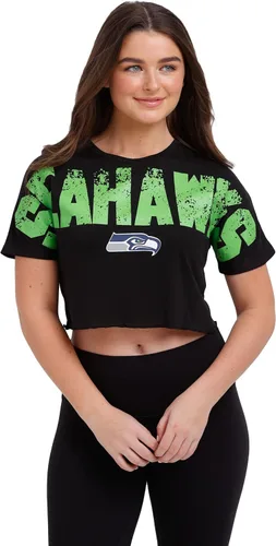 Miniatura 15 de FOCO NFL Womens NFL Team Logo Ladies Fashion Distressed Wordmark Petite Size Crop Top Shirt