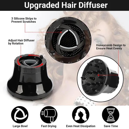 Miniatura 4 de Segbeauty Difusor universal de pelo rizado, accesorio de difusor de pelo adaptable para peluquería de calidad de peluquería, herramienta