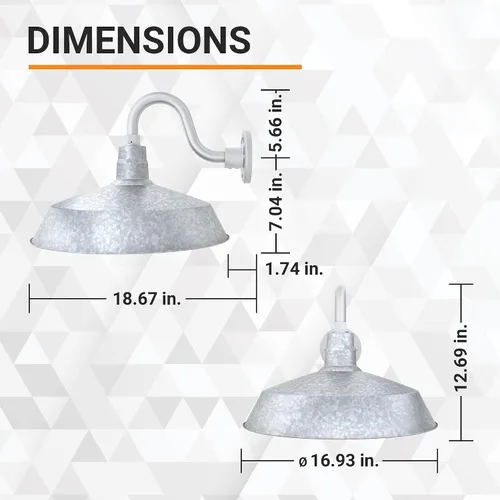 Miniatura 4 de 17 pulgadas. RLM Warehouse - Pantalla con brazo de cuello de cisne y bombilla Led A19 5000K de 9W