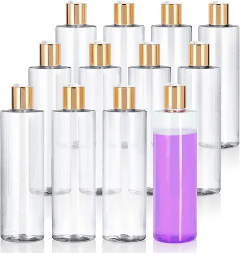 Miniatura 9 de JUVITUS Botellas de plástico PET cilíndricas profesionales transparentes de 12 onzas (sin BPA) (paquete de 6, pulverizador negro de niebla fina)