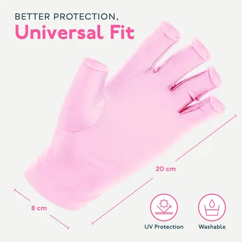 Miniatura 7 de SUNUV Guantes LED con luz UV para uñas de gel, guantes profesionales UPF 50+ anti UV para lámpara de uñas de gel, tecnología de uñas, rosa