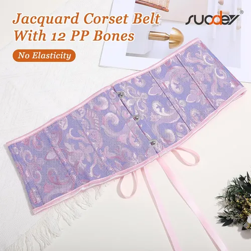 Miniatura 83 de SUOSDEY Cinturón de corsé de jacquard para mujer, corsé pirata steampunk renacentista con cordones y cordones