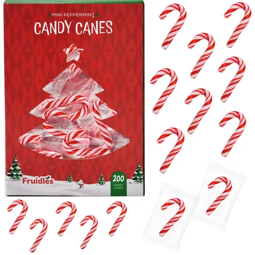 Miniatura 7 de Fruidles Bastones de caramelo navideños en miniatura, sabor a menta, envueltos individualmente, 5.08 cm, 125 g (4.42 oz) (Paquete de 1000)