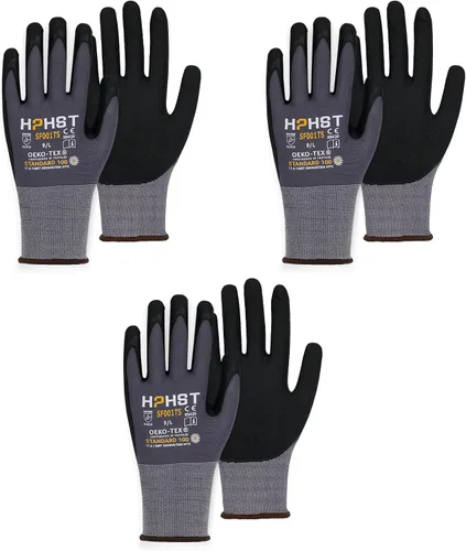 Miniatura 11 de Safety Work Gloves, SF001, Comfort Stretch Fit, Power Grip, Smart Touch, Durable Foam Coated, 3Pairs & 12Pairs Gris 12 Pares