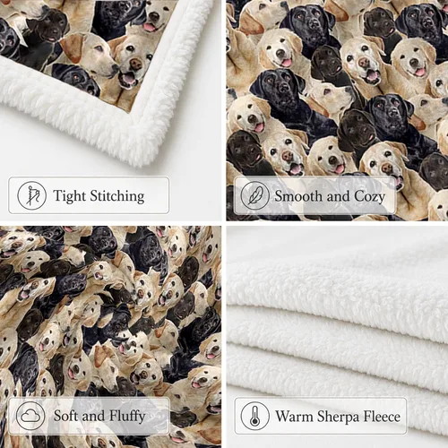 Miniatura 2 de BlessLiving - Manta de forro polar para niños y adultos con diseño de Labrador y Golden Retriever, manta de sherpa para cachorros, manta de felpa