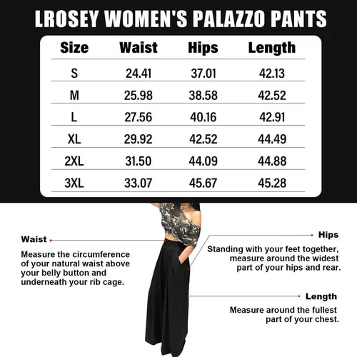 Miniatura 6 de LROSEY Women Casual Stretchy Wide Leg Palazzo Pants with Pockets Flowy Dress Pants High Waisted Trousers
