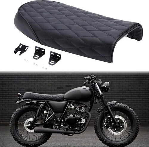 Asiento plano retro de rombo negro vintage para motocicleta Cafe Racer para KZ400 KZ550 K750 Z650 W650 CB100 CB125 CB175 CB200 CB350 CL200 CL350 de