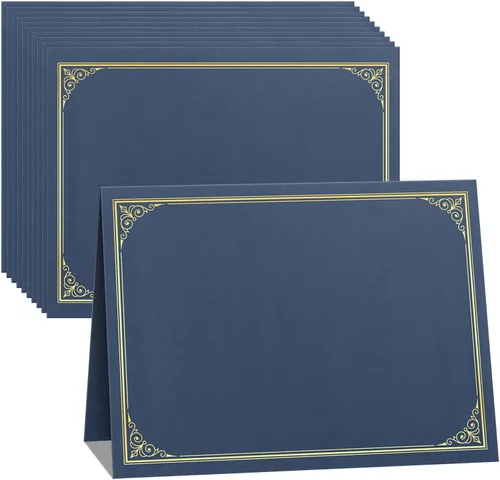 SUNEE Paquete de 10 soportes para certificados azul marino, 250 gsm, para certificados de premio de 8.5 x 11 pulgadas, cubiertas de certificado con