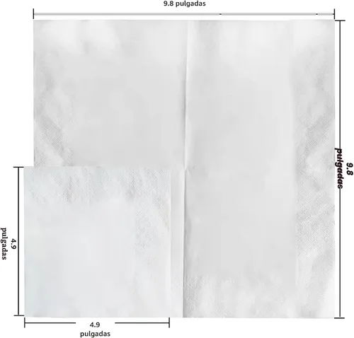 Miniatura 4 de 200 Servilletas de 2 capas de color blanco liso para bebidas desechables, servilletas de papel para cócteles de cuatro pliegues 12.4 cm X 12.4 cm