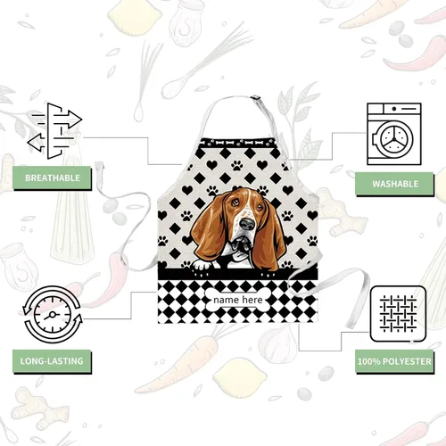 Miniatura 3 de Delantal de aseo de perros de lunares personalizado lindo perro Airedale, rojo (Airedale)