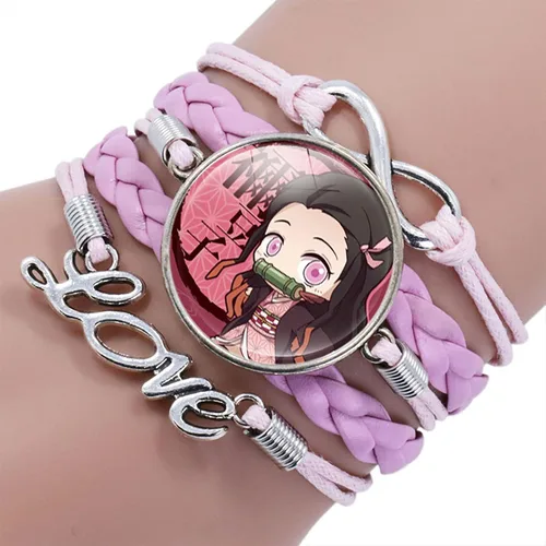 Miniatura 2 de SWPERP Demon Slayer Bracelet Adjustable Gemstone Bracelet Pink 185cm71x196 inch
