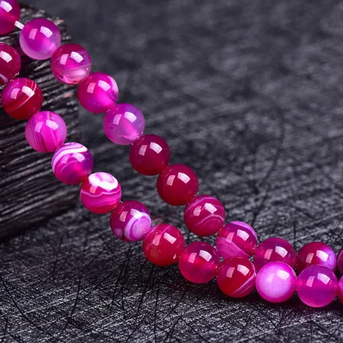 Miniatura 7 de 47 cuentas de cristal natural de 0.315 pulgadas (0.315 in) con rayas de ónix y ágatas, cuentas redondas sueltas para curación de pulseras, collares