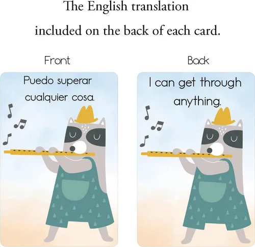 Miniatura 3 de 1step2dream Tarjetas de afirmación en español inglés para niños, motivación bilingüe, 30 tarjetas de empoderamiento positivo para estudiantes