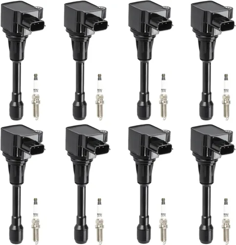 Paquete de bobinas de encendido + bujías de iridio para Infiniti QX80 5.6L 2014-2017, Infiniti QX56 5.6L 2011-2013, reemplaza a UF650 UF-650 UF677