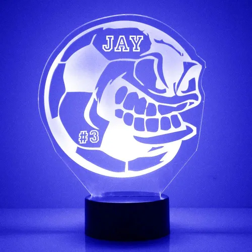 Mirror Magic - Lámpara de luz nocturna LED personalizada con control remoto, pelota de fútbol en 16 colores, 4 modos de luz, pantalla de acrílico