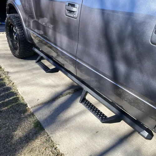 SMANOW Estribos laterales compatibles con Ford F150 SuperCrew Cab 2009-2014 con 4 puertas de tamaño completo. Revestimiento de polvo negro