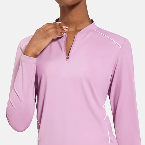 Miniatura 4 de BALEAF Camisetas de manga larga para mujer, tenis y golf, UPF 50+ con cremallera de 14, de secado rápido