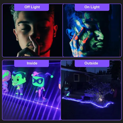 Miniatura 4 de YQNLIFA Tira de luz negra de 40 pies, luz negra flexible y adhesiva, 720 LED, luz negra para Halloween, fiesta de neón, cumpleaños, exhibición