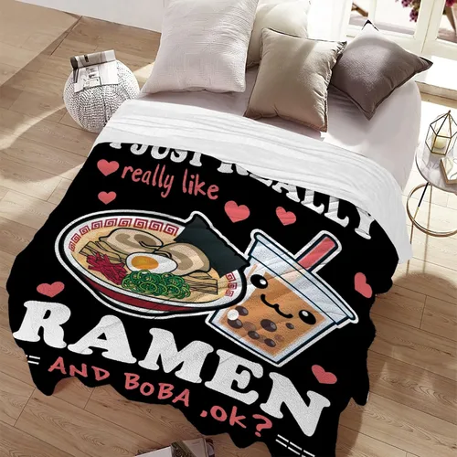Miniatura 2 de Manta de burbujas Ramen de forro polar, regalo Kawaii para niñas, adolescentes, amantes de los fideos, té de burbujas, 40 x 50 pulgadas, manta