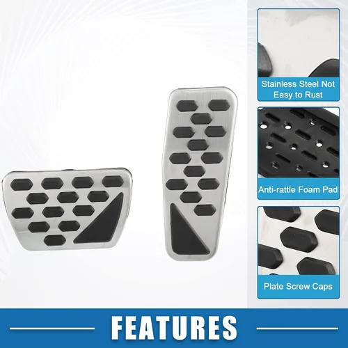 Miniatura 4 de Cubierta de pedal de freno de gas antideslizante para Jeep Wrangler JL 2018-2023 Gladiator JT 2020-2022 acero inoxidable tono plateado (juego de 1)