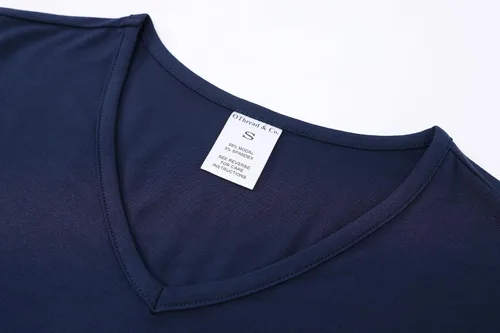 Miniatura 5 de OThread & Co. Camiseta de manga corta para mujer, cómoda, con cuello en V, capa elástica básica