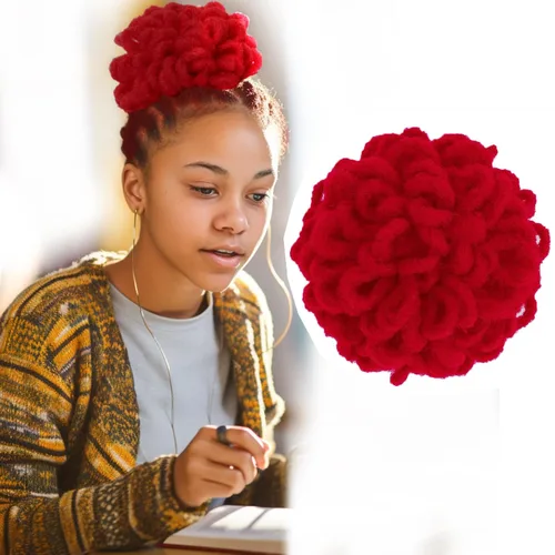 Miniatura 33 de DreadLocks Chignons Afro High Puff Cola de Caballo con Cordón Moño de Cabello Postizos Faux Locs Chignons con Clip Cola de Caballo para Mujeres