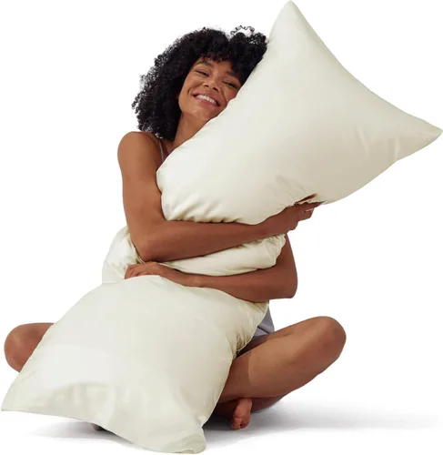 Miniatura 45 de Bedsure Paquete de 2 fundas de almohada de satén similares a las fundas de almohada de seda tamaño estándar, funda de almohada para mujeres que 01