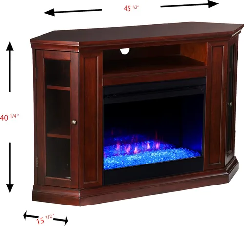 Miniatura 6 de SEI Furniture Claremont Chimenea de esquina eléctrica convertible que cambia de color, color cereza