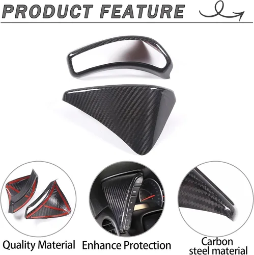 Miniatura 4 de Lcojicep Cubierta interior para interruptor de botón de auto en ambos lados compatible con Chevrolet Corvette C6 2005-2013, velocímetro lateral Negro