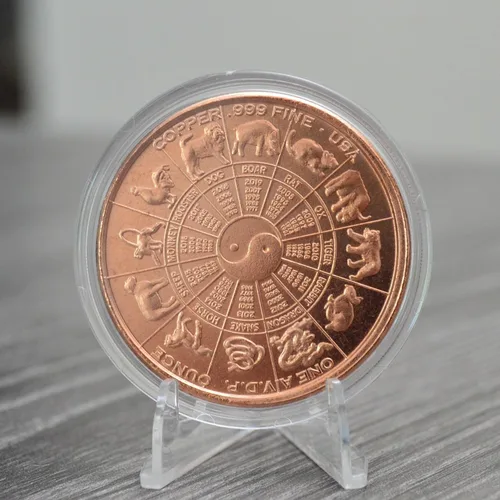 Miniatura 4 de Ficha portadora de agua de acuario: moneda de desafío de cobre puro de 1 oz en cápsula - Regalo de astrología y zodiaco, perfecto para visionarios