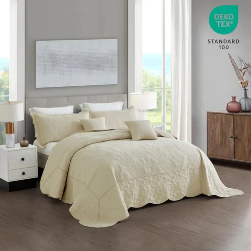 Miniatura 2 de Colcha extragrande de algodón tamaño King, diseño reversible de patrón paisley, funda de ropa de cama ligera, juego de 5 piezas, color caqui