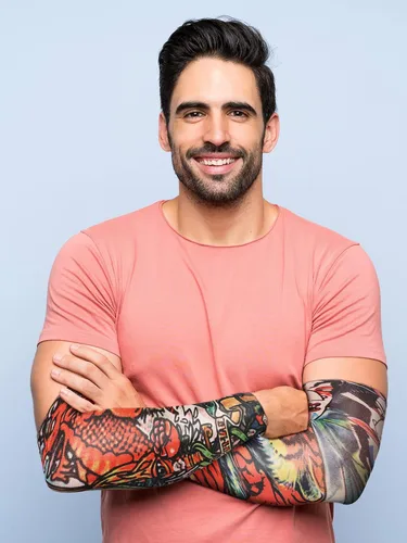 Miniatura 2 de Geyoga 18 piezas de mangas temporales de tatuaje para hombres mangas de brazo de enfriamiento protección UV sol antideslizante brazo cubierta