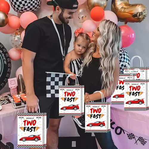 Miniatura 4 de 16 bolsas de regalo de 2º cumpleaños para autos de carreras, suministros de fiesta de segundo cumpleaños con asas para niños, recuerdos de fiesta