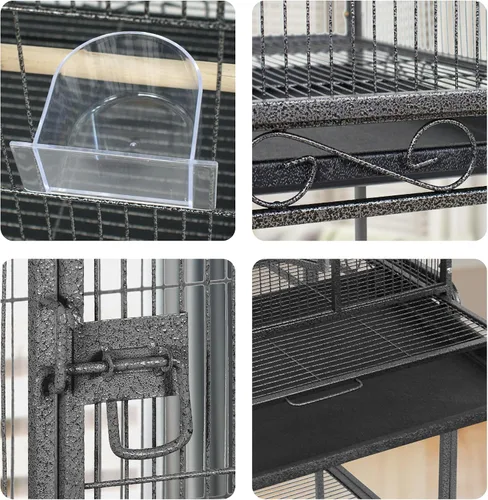 Miniatura 5 de SUPER DEAL Jaula grande de hierro forjado de 53 pulgadas para cacatúas, conure, periquitos, pinzones, Budgie, Lovebird Canary, casa mediana