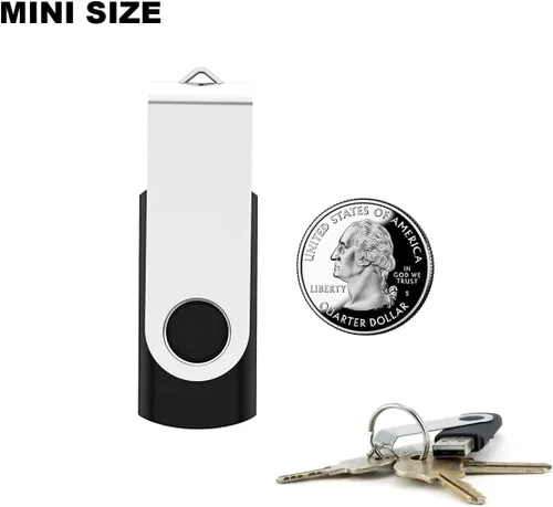 Miniatura 5 de Paquete de 2 unidades de memoria USB de 4 GB USB 2.0 de memoria USB 2.0, diseño giratorio, color negro