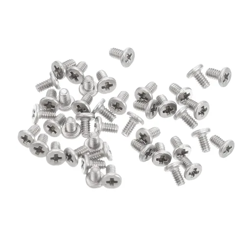 Miniatura 54 de Uxcell M1-0.25 x 2 mm 50 piezas Tornillos de cabeza plana redonda 304 de acero inoxidable Phillips Drive tornillos de máquina para fijación