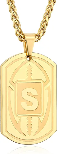 Miniatura 78 de Graduation Gifts - Football Initial Necklace for Men Boys Kids Teen Dog Tag Stainless Steel Black Letter Pendant Sport Football Athletes Jewelry