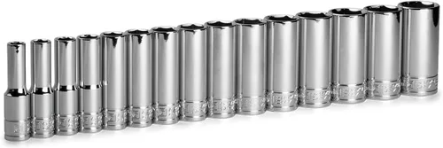 Miniatura 8 de Capri Tools Juego de dados cromados cortos y profundos de transmisión de 3/8 pulgadas, 6 puntos, de 5/16 a 1 pulgada, 24 piezas
