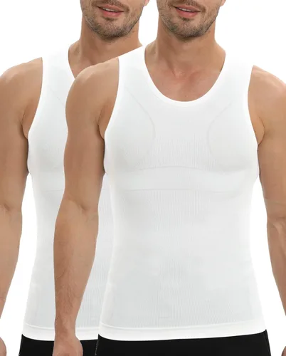 PODFAN Camisa de compresión para hombre de ginecomastia, camiseta sin mangas adelgazante, chaleco moldeador de cuerpo para hombre, camisetas con