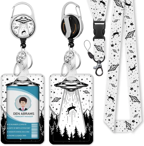 Miniatura 25 de Piefly Cordones para Insignias de Identificación, Portainsignias Positivo con Clip de Carrete Retráctil, Cordón con Tarjeta de Cita Inspiracional