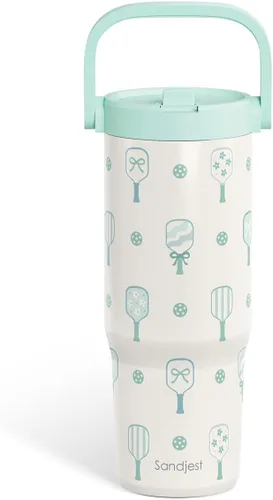 Miniatura 22 de SANDJEST Besties - Vaso de acero inoxidable con tapa para pajita de 30 onzas con asa de transporte para mujeres, niñas, mejores amigas, taza de café