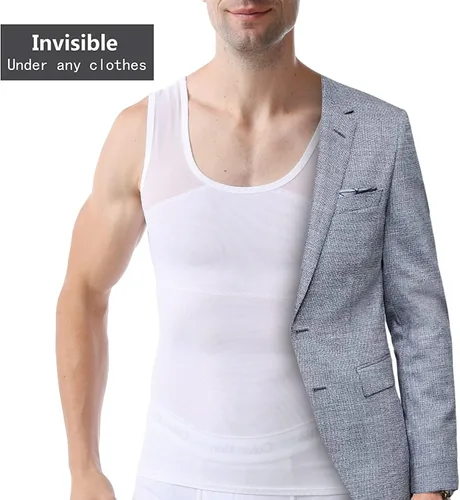 Miniatura 4 de ISUP Mens Slimming Body Shaper Shirt Chest Compression Tank Top Tummy Control Undershirt Shaperwear