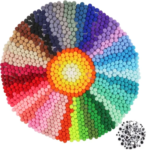 TOAOB - 1900 pompones surtidos de 0.39 pulgadas para artes y manualidades multicolor con 100 pompones pequeños para decoración de manualidades