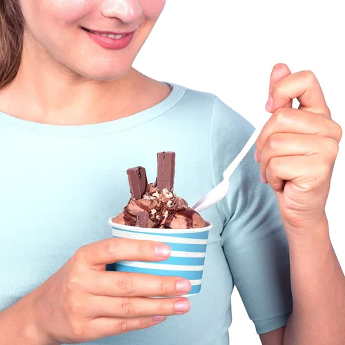 Miniatura 5 de Barra de helado y tazas de aperitivos – Vasos desechables para helados perfectos para fiestas, 5.5 onzas de calidad premium de yogur congelado, Azul