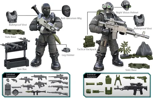 Miniatura 5 de Mini figura de acción de las Fuerzas Especiales con armas militares y accesorios (Flying Tigers Team XJ-822)