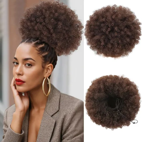 Miniatura 12 de AISI QUEENS Peluca de Cola de Caballo Afro con Cordón Rizada Crespa Rizada Peluca de Cola de Caballo con Clip para Mujeres Negras y Niños Sintética